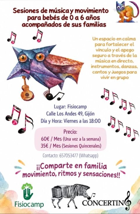 Cartel: Sesiones de Mùsica en Familia . Gijón Viernes 18h. 1 de octubre de 2026.